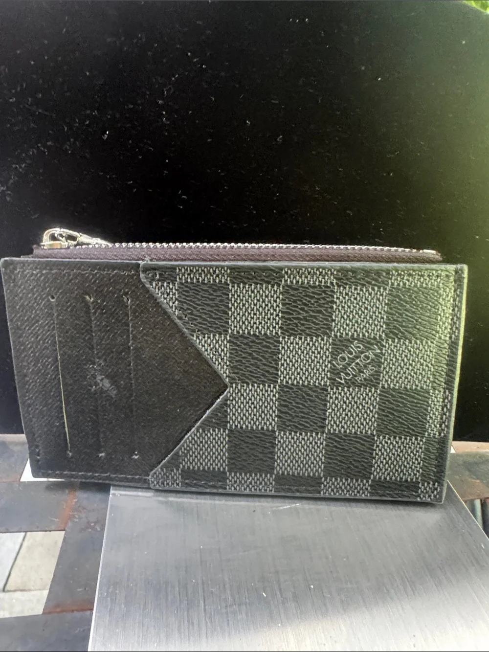 Card holder Black Checkered Zip Card Holder Wallet